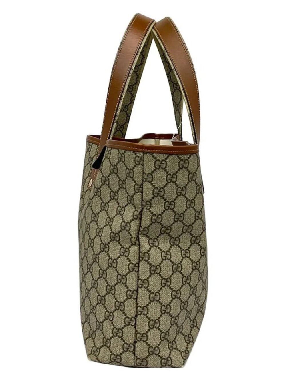 GUCCI GG Plus GG Supreme/Shelly (Web) 211134 Beige Dark Brown Multi PVC Leather - Picture 2 of 14